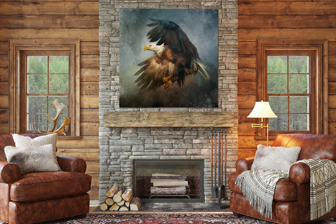 Eagle in flight painting